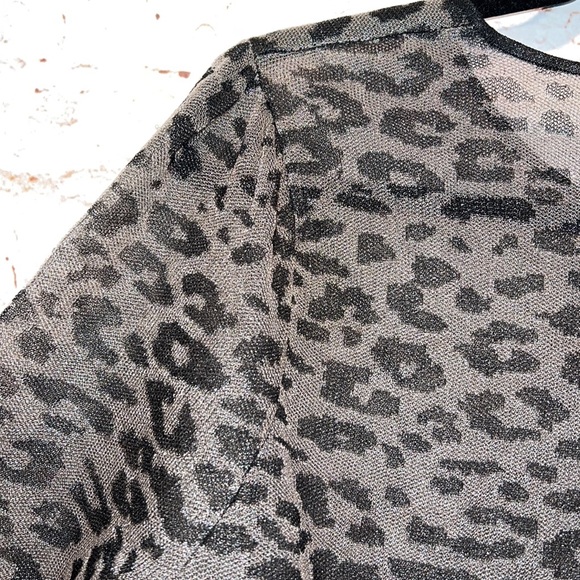 Zara Mesh leopard print sheer pullover Large cinched waist crew neck sweater - Picture 7 of 7